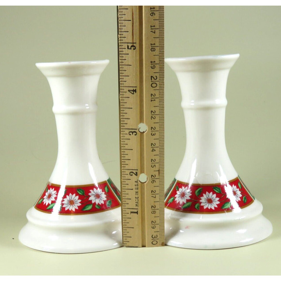 Charlton Hall Kobe Classic Traditions Christmas Horn Candlestick Holder Set of 2 - Picture 9 of 15